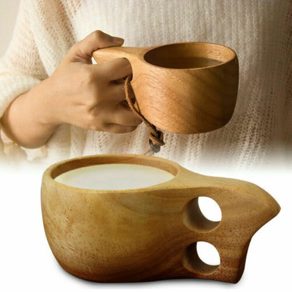 

Portable Wood Coffee Mug Rubber Wooden Tea Milk Cups Water Drinking Mugs Teatime Drinkware Handmade Juice Lemon Teacup Gift