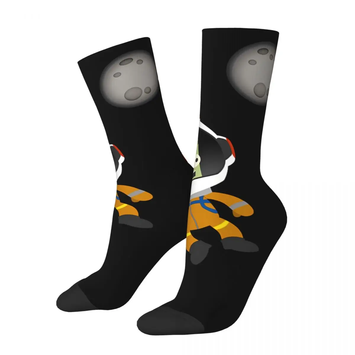 Crazy compression Mun Or Bust Sock for Men Vintage Kerbal Space Program Seamless Pattern Crew Sock Novelty