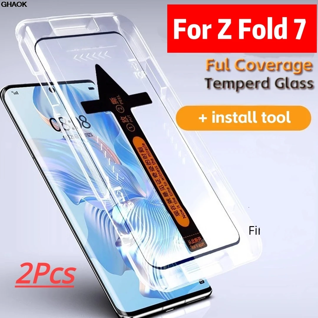 1-2PCS New for Samsung Galaxy Z Fold 7 6 5 4 3 5G 9H Tempered Glass Screen Protector Auto Dust-Elimination HD Clear Full Cover