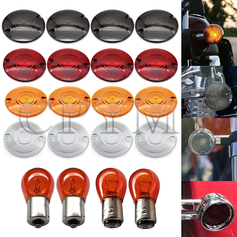 Motorcycle Turn Signal Light Indicator Lens Cover Kit With 1156 1157 Bulbs Fit For Harley Touring Road Electra Glide Road King