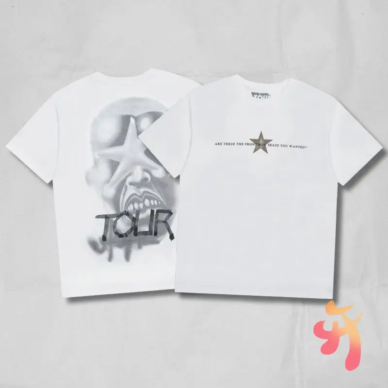 

Высококачественные белые хлопковые футболки с морской звездой в стиле ретро, портретные футболки для утепления лица, повседневные свободные футболки с короткими рукавами «Кактус Джек» для мужчин и женщин