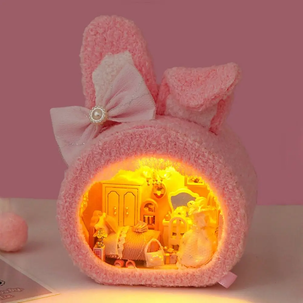 ทําด้วยมือ DIY มินิตุ๊กตาไม้ WARM GLOW งานฝีมือขนาดเล็ก House ทําชุด Plush LED โคมไฟน่ารัก Miniature อาคารของเล่น