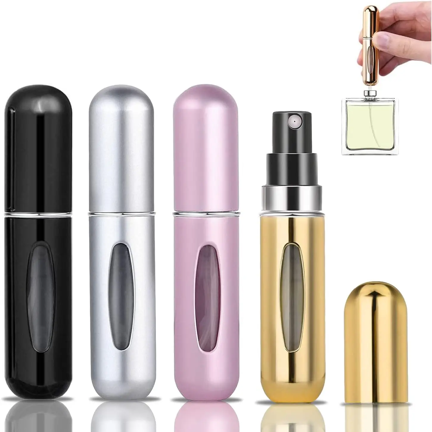 Portable Mini Refillable Perfume Atomizer Bottle Spray, Scent Pump Case for Travel (5ml, 4 Pack) 4