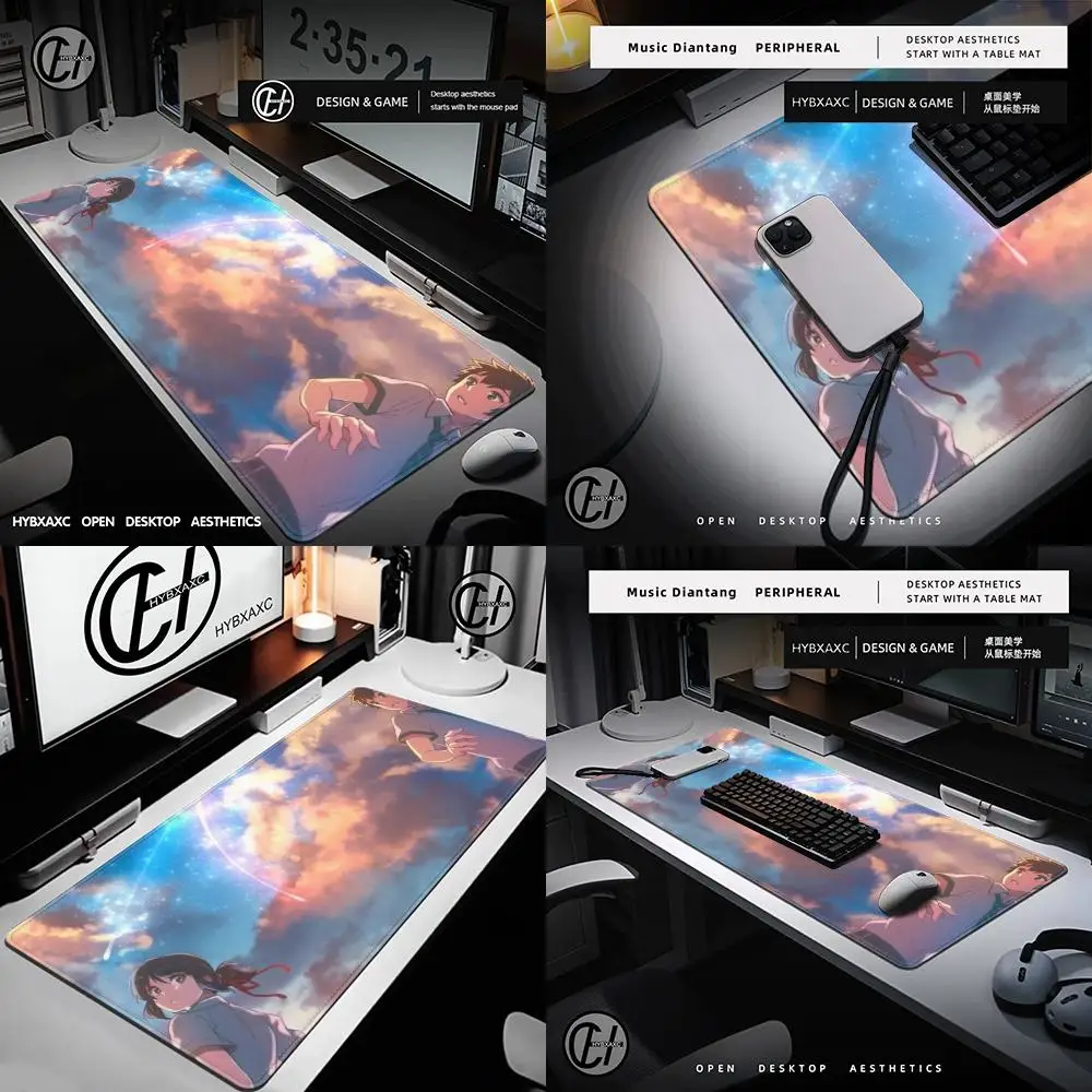 

Your name anime Mouse Pad Cute HD Desk Pad Extended Gaming Keyboard Mats Large 90x40cm XXL Gamer Mousepad