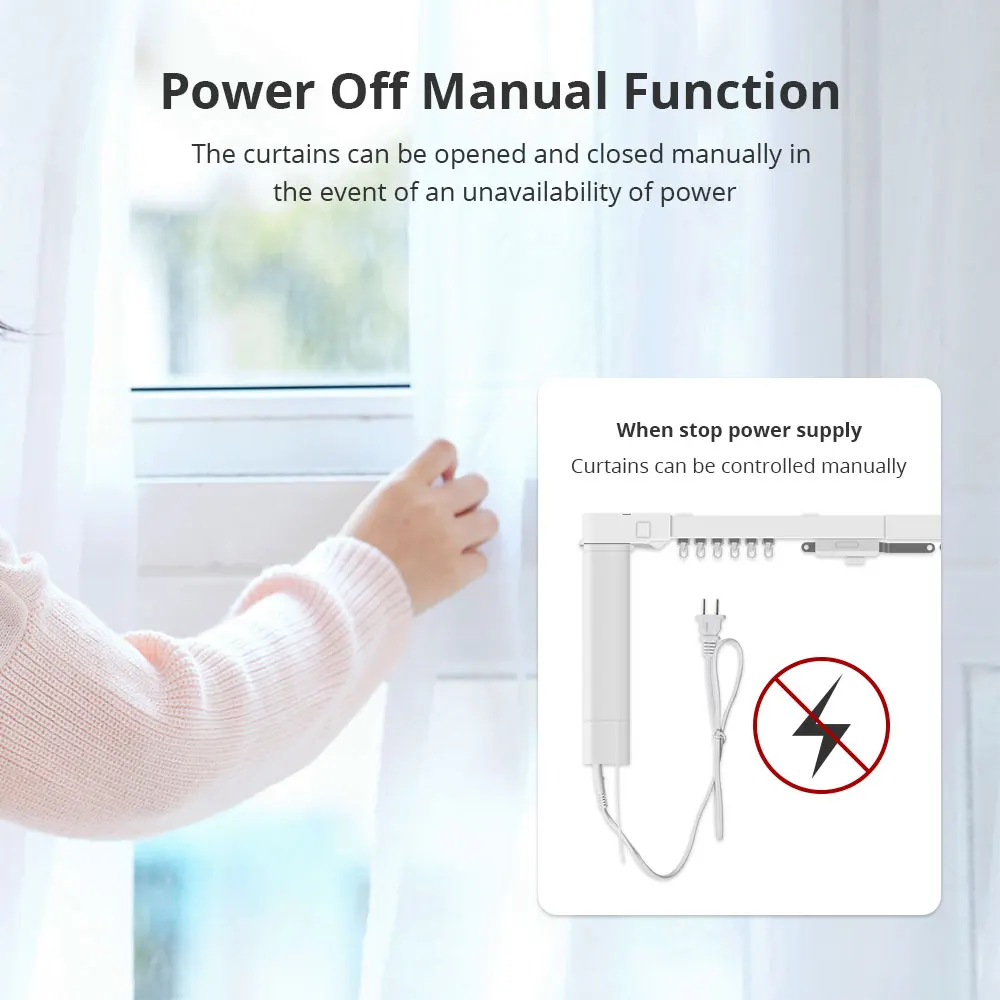 Zemismart Matter Over WiFi Smart Slide Curtain Motor with Easy Installation Track Support SmartThings HomeKit Alexa Google Home