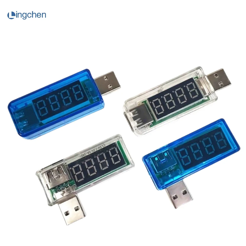 USB mobile power ladestrom und spannung tester digitale led-anzeige drehen ellenbogen mini ladegerät arzt klar blau test meter