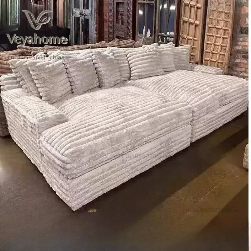 Design Filler Living Room Sofas European Beige Luxury Floor Compressed Sofas Puffs Recliner Modern Divani Soggiorno Furniture