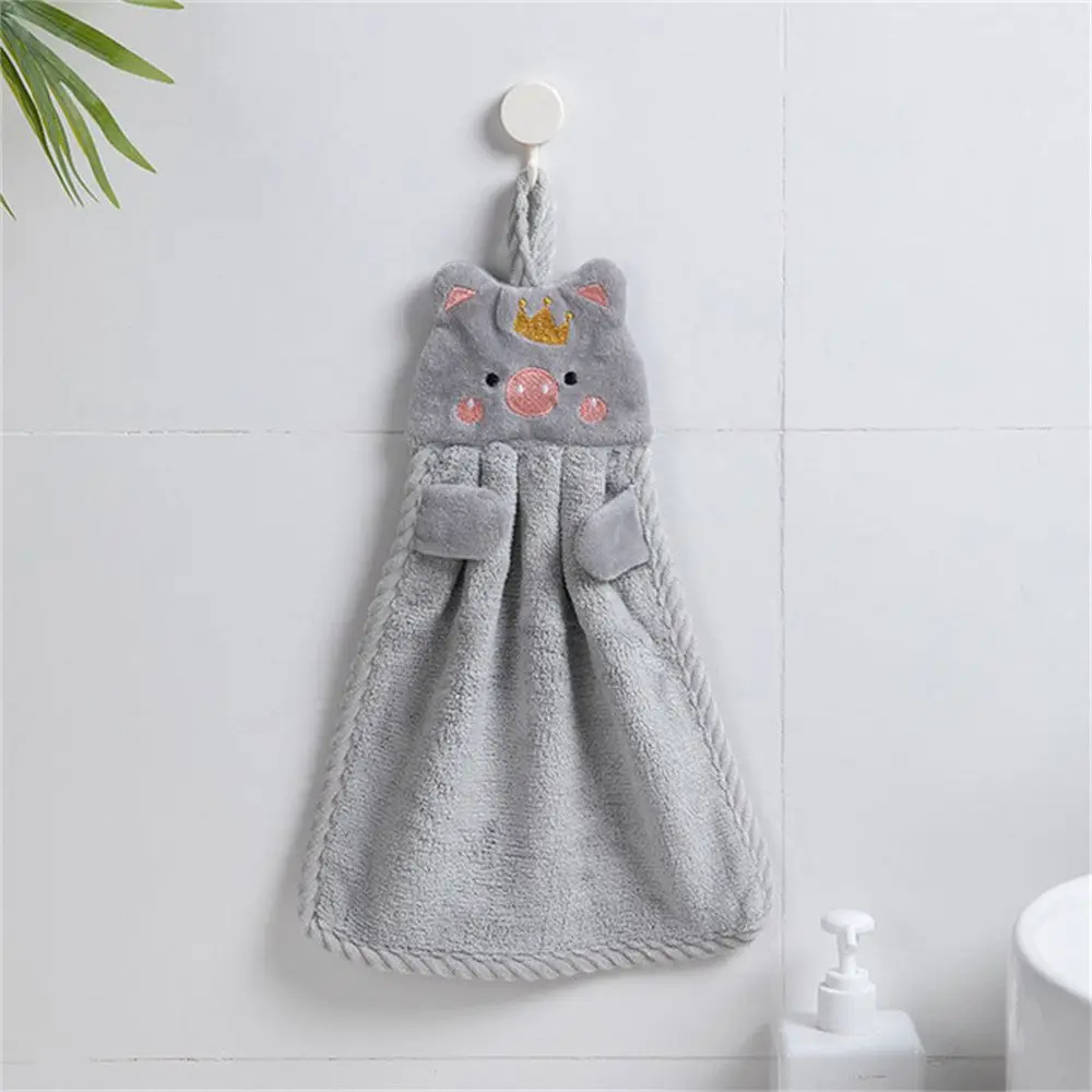 Soft Korean Style Mounted For Household Wall Cartoon Pig Handkerchief Embroidery Hand Towel