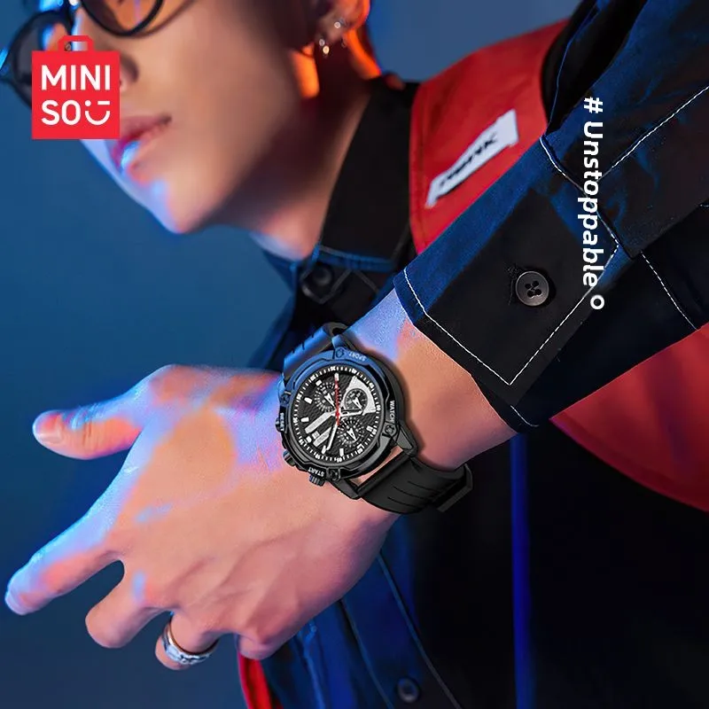 Miniso Original nuevo reloj multifunción de tres ojos para hombre relojes de cuarzo con cronógrafo resistente al agua