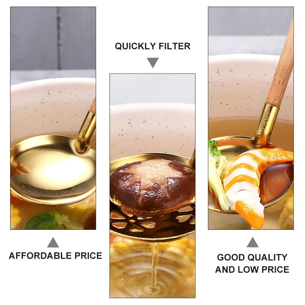 

Wooden H Hot Pot Ladle Slotted Spoon Kitchen Tool Stainless Steel Straining Utensil Finish