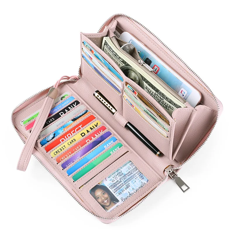 Womens Wallet Leather RFID Blocking Purse Credit Card Clutch Leather RFID Wallet for Women, Huge Storage Capacity