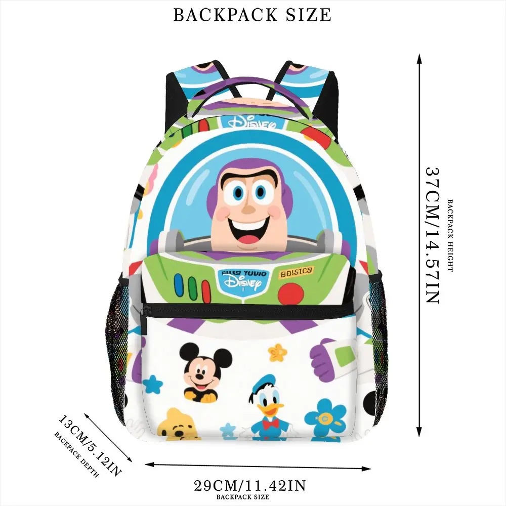 Mochila Feminina Disney 1PC com Estampa 2D do Toy Story Buzz Lightyear Mickey Mouse Pato Donald Padrão de Desenho Animado Bolsa Moderna