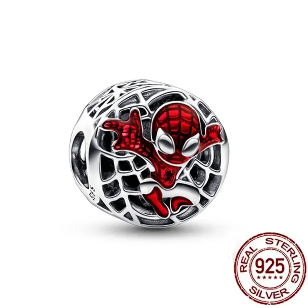 MINISO Disney Charms 925 Silver Plated Marvel Wonder DIY Beads Fit Pandora Original Spider Man Woman Bracelets Pendant Gift