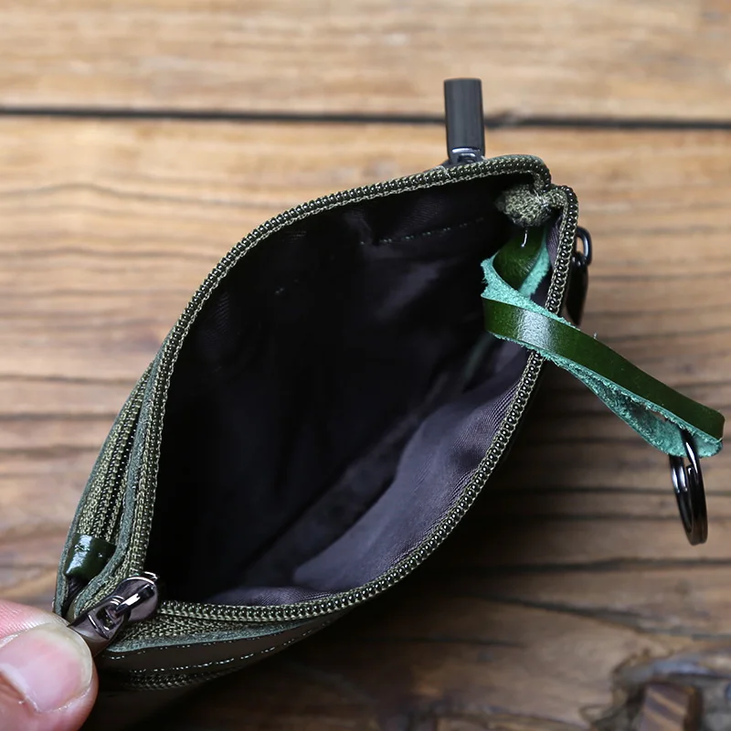 NZPJ Vintage Echtes Leder Herren Null Brieftasche Natürliches Rindsleder Reißverschluss Schlüsseltasche Damen Bankkartentasche Mini Münztasche Kartenhalter – Detail 10