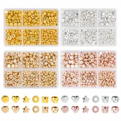 4 Colors CCB Spacer Beads Kit 6 Styles Assorted Round Star Gold Beads for DIY Bracelet Necklace Jewelry Making Craft