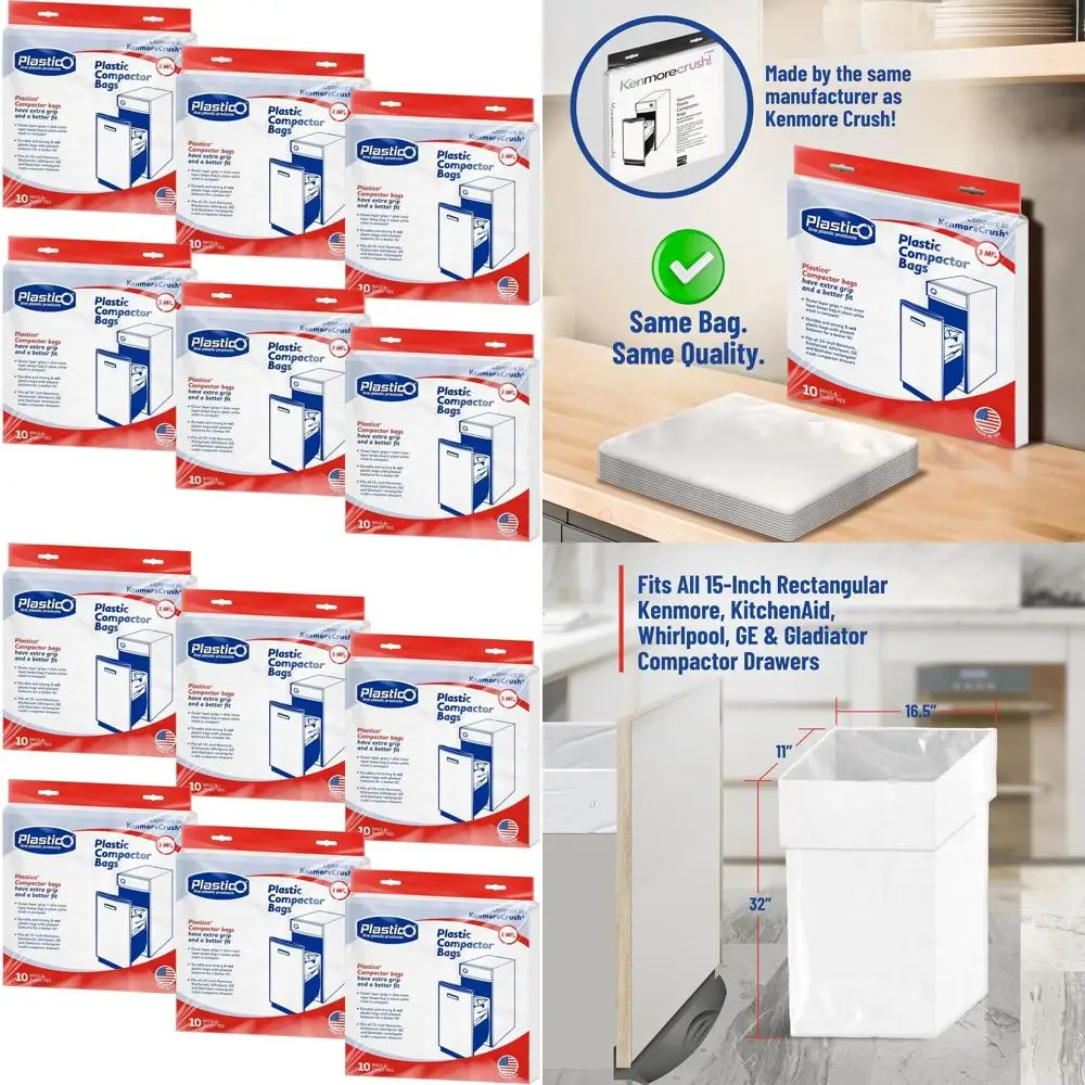 

18-Gallon Heavy-Duty Trash Compactor Bags, 60 Count with Ties, 3 Mil Thick, Pre-Punched for Easy Attachment