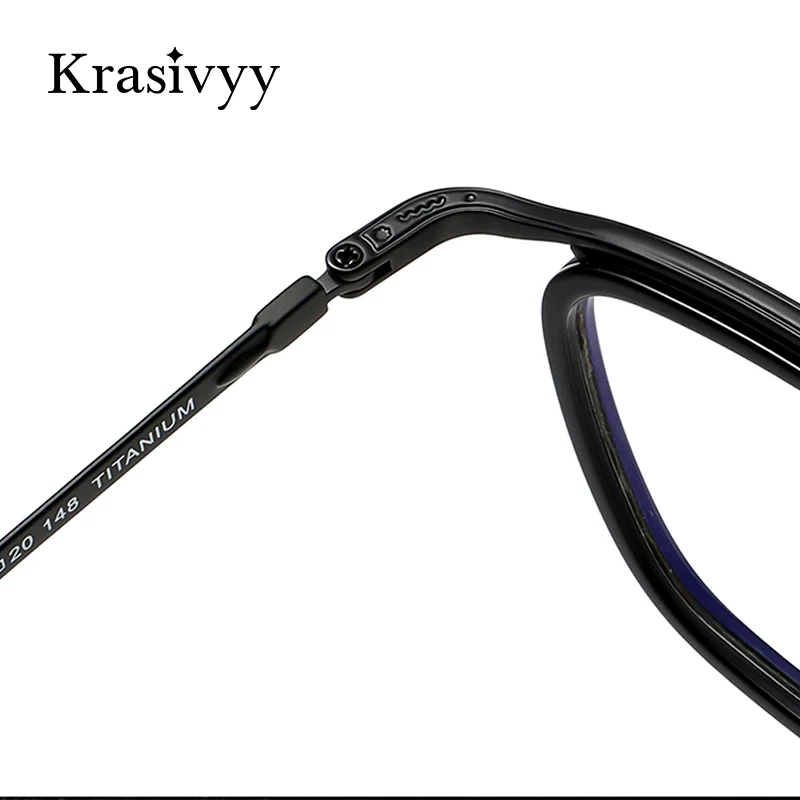 KRASIVYY-Monture de lunettes carrées en acétate de titane pour hommes, lunettes optiques à jante complète, montures de lunettes de contrevenants, marque de luxe