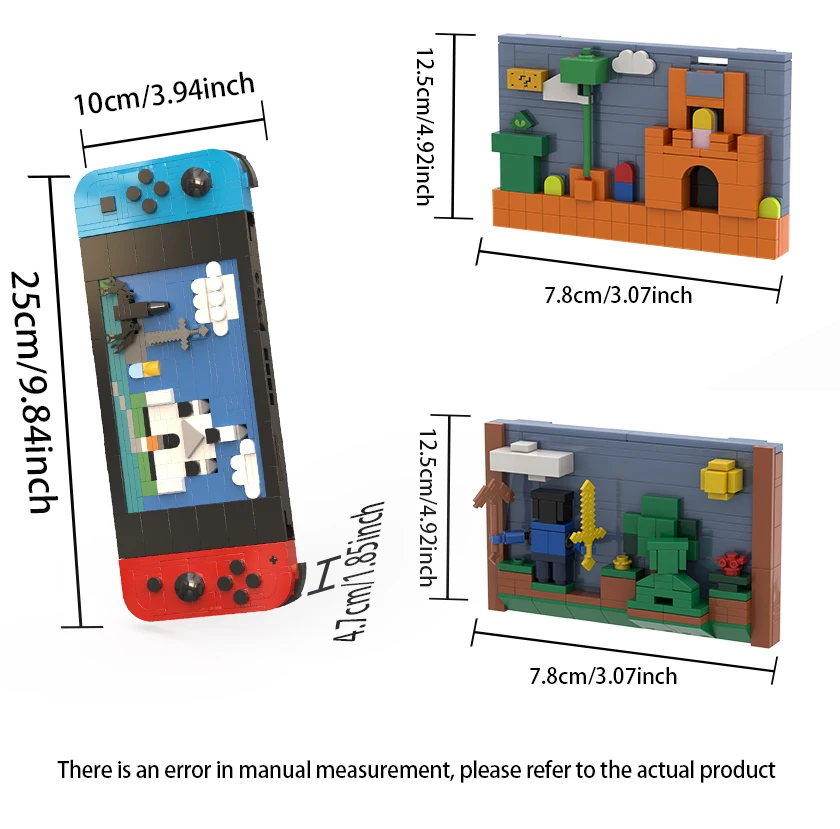 Handheld Games Console Building Blocks Set Machine Hobbies Idea Retro Controller Model Toys Gift for Kid Boys Birthday Xmas