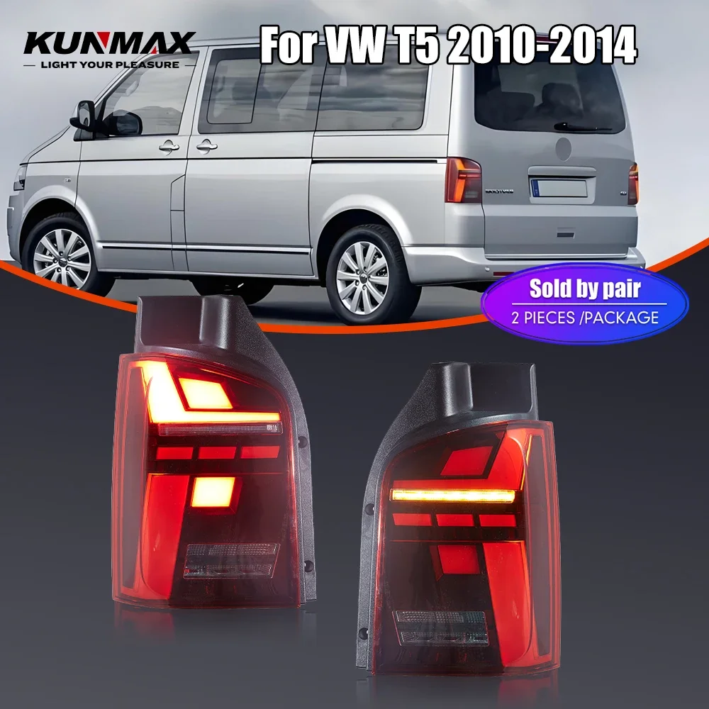 Pair Of LED Tail Lights For VOLKSWAGEN T5 2010-2014 DRL Reverse Brake Turning Signal Plug And Play Car Rear Tail Light Assembly
