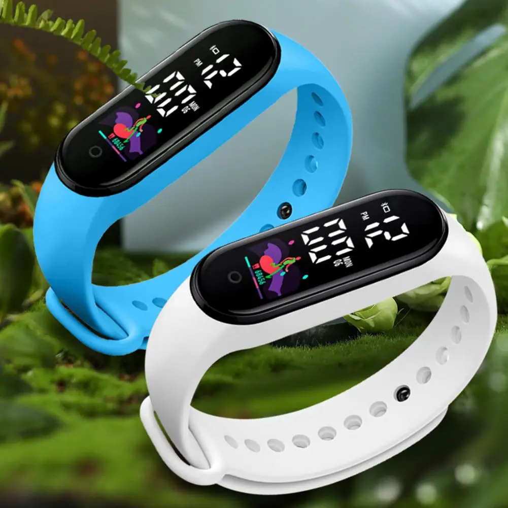 Reloj electrónico de moda para niños, pulsera deportiva con pantalla LED, esfera redondeada, correa de silicona ajustable, reloj Digital para estudiantes