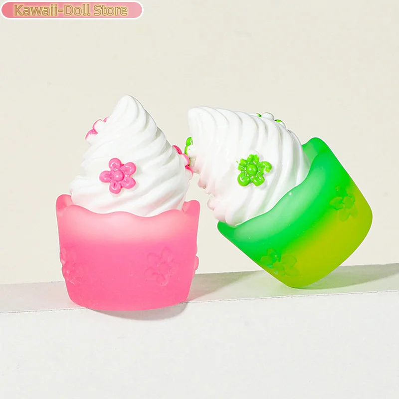 10Pcs/Set Mini Noctilucent Ice Cream Cups Miniature Model Pretend Play Mini Food Doll Accessories Fit Play House Toy Dollhouse