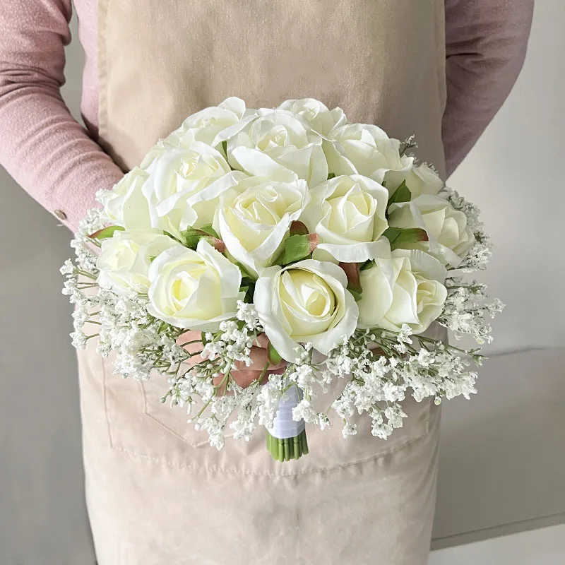 Bridal Bouquet Customized Bridesmaid Wedding Bouquet Marriage PE Foam Roses Artificial Flowers Wedding Accessories Centerpieces