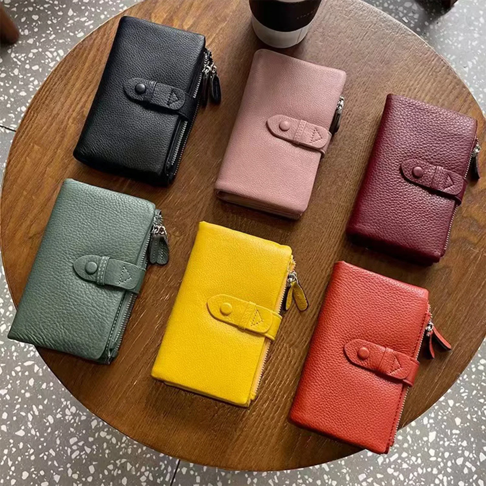 Women Wallets Short Press Button Wallet Fashion Top Quality Cow Leather Card Holder Female Purse Zipper Wallet For Women