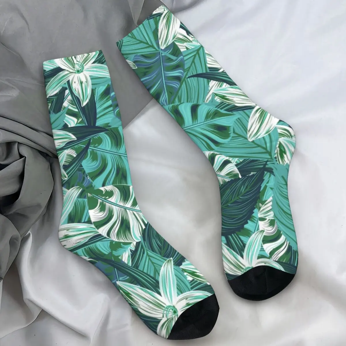 Tropical Forest Stockings Flower Leaf Plant Abstract Graphic Novelty Socks Winter Non Slip Socks Men Running Quality Socks