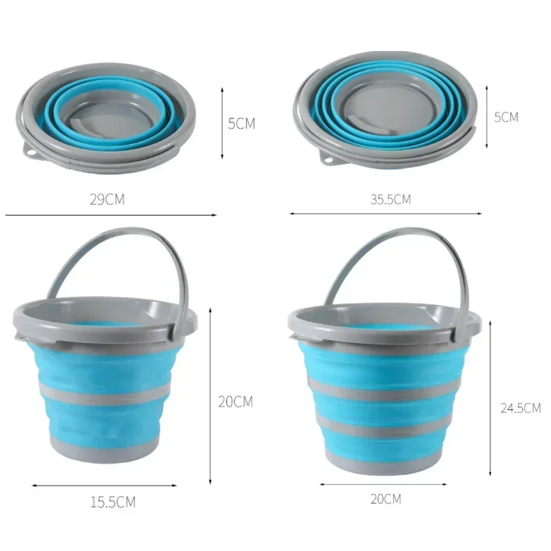 5/10L Collapsible Bucket Portable Folding Bucket Silicon Car Washing Bucket Outdoor Fishing Travel Camp Bucket Household Storage