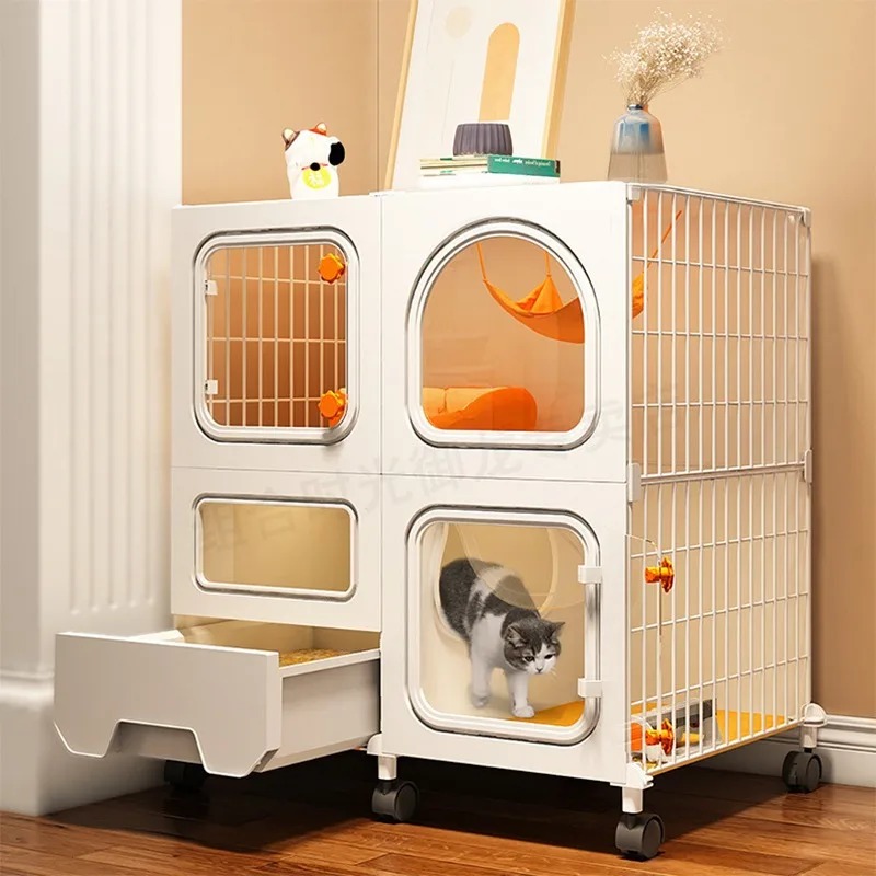 

Cute Cat House Cat Cage With Litter Box Indoor DIY Cat Playpen for Pet