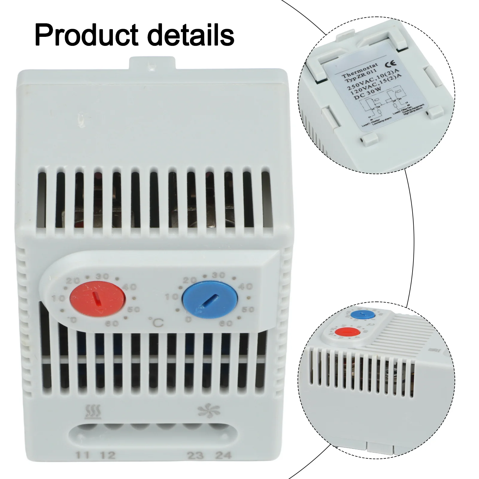 

Переключатель Термостат Компактный Механический IP20 Светло-Серый Пластик Термостатический Биметаллический Тепло-Охладный Комбинированный Практичный