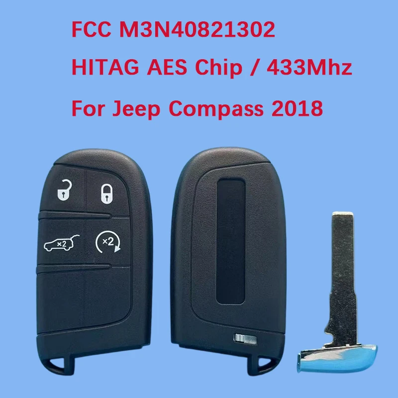 

CN086029 Original 4 Buttons Keyless Remote Smart Key 433Mhz 4A Chip FCC M3N-40821302 For Jeep Compass 2018