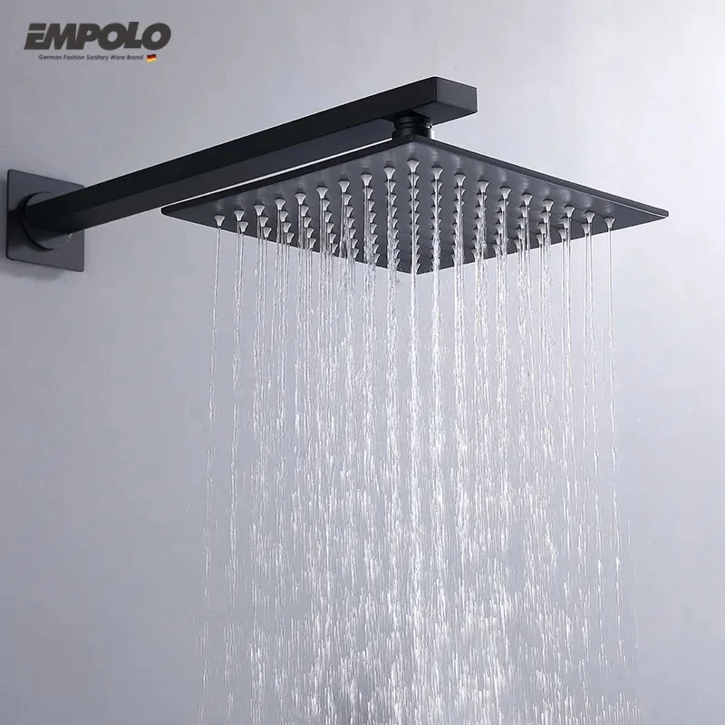 Empolo Black Bathroom Heads Shower System Bath & Shower Faucets Wall Mounted Hotel Rainfall Concealed Shower Mixer Faucet Set