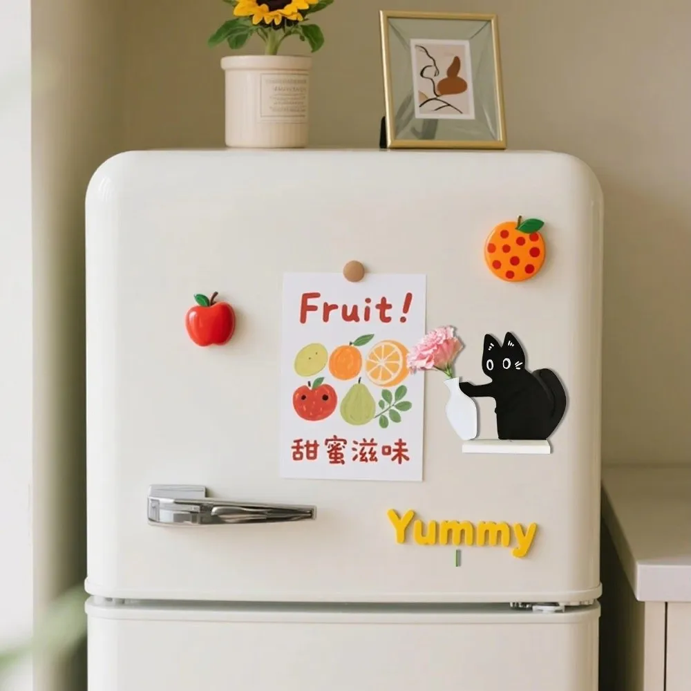 Acrylic Cat Whiskers Collection Ornaments Magnetic Cartoon Cat Hair Storage Memorial Box Cat Refrigerator Sticker