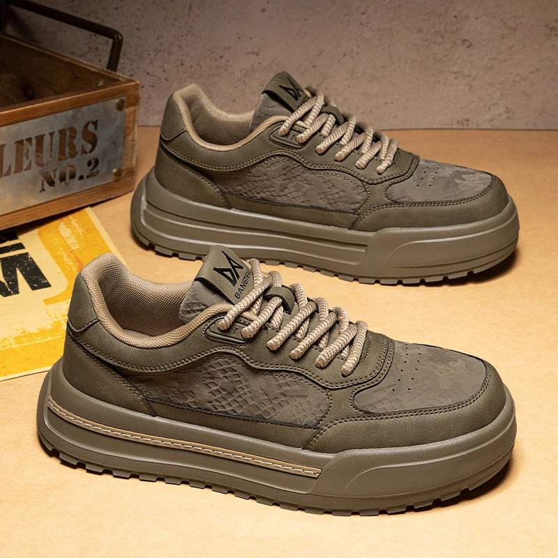 

Men's Vulcanized Shoes Trendy Personalized Teenagers Casual Shoes Round Toe Lace-Up Plus Size Platform Shoes Men Shose