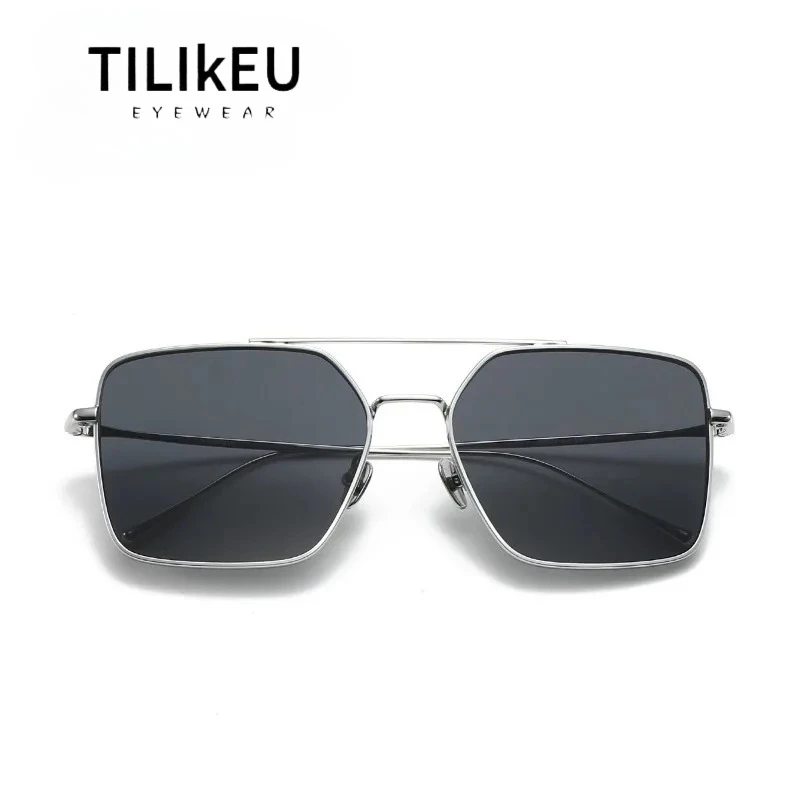 

2025 Ultra-light Pure Titanium Polarized Double Beam Pilot Sunglasses Classic Unique Designer Travel Sunscreen Shades Sunglasses
