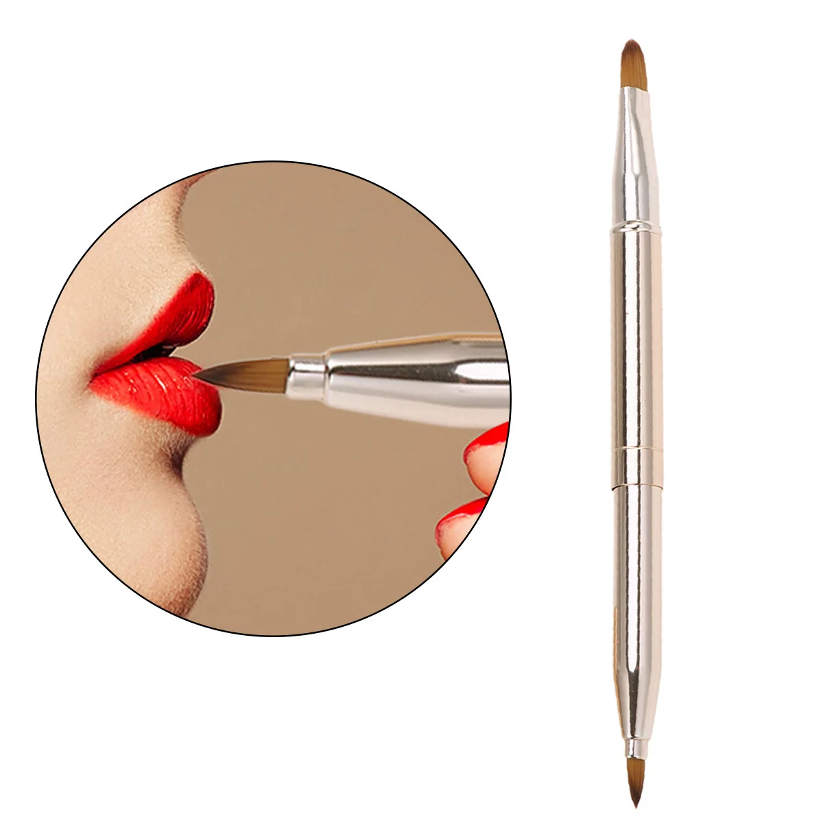 1 Uds. Pincel de labios retráctil aplicador de lápiz labial herramienta esencial para una aplicación uniforme del Color de los labios y uso de maquillaje líquido
