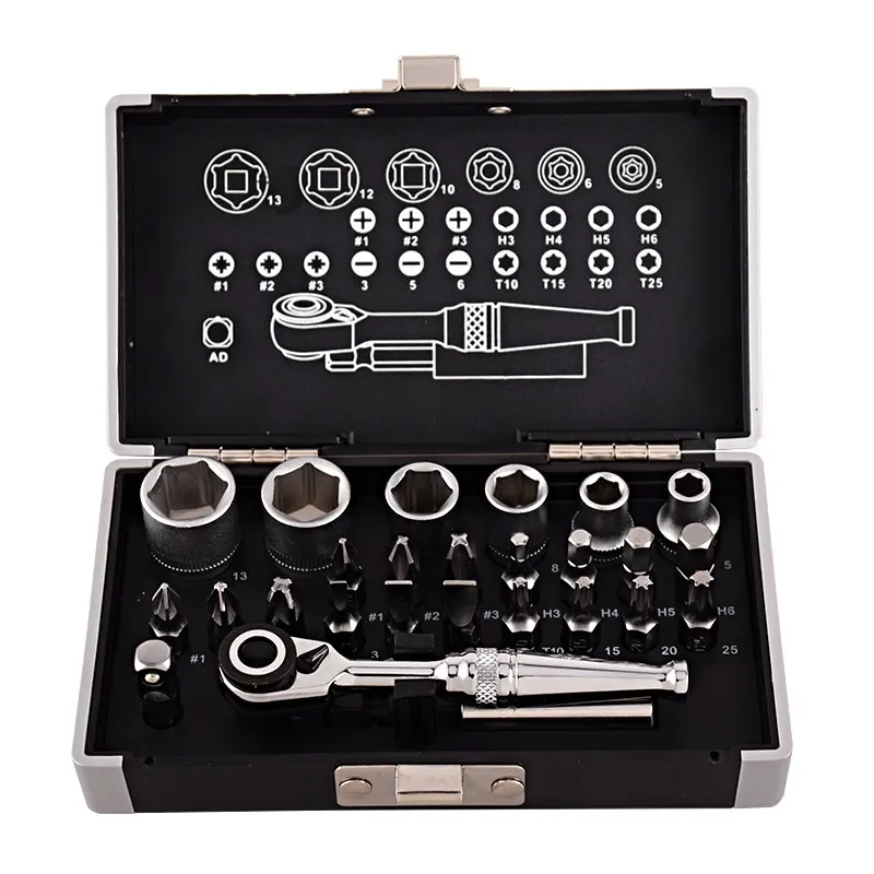 26Pcs Mini Hex Ratchet Wrench Socket Set Small Metric Combination Tool Kit for Precision Repair Tight Spaces 128