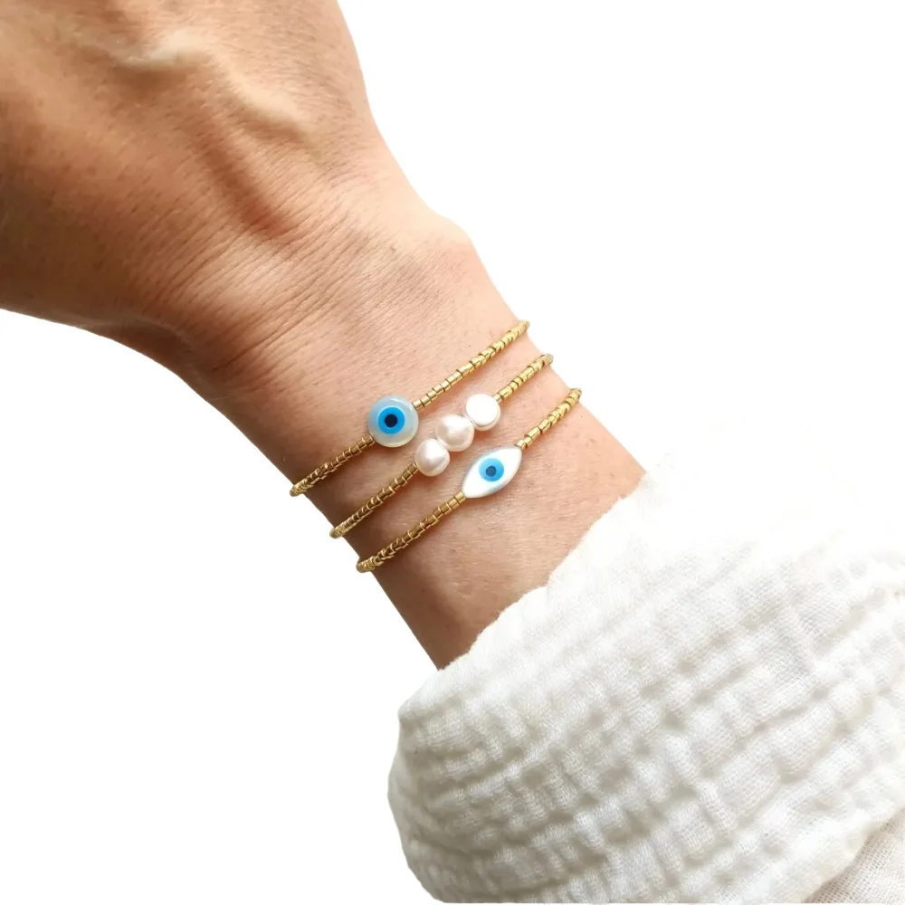 Böses-Auge-Armband Großhandel Goldfarben Miyuki Delica Perlen Armbänder für Frauen Schutz Glücksauge Pulseras Verstellbarer Seilschmuck – Detail 1