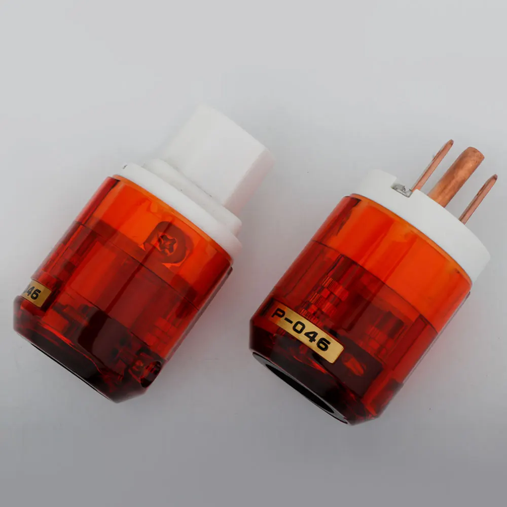 Paar US-Netzstecker aus reinem Rotkupfer + IEC-Anschlussserie für Netzkabel mit weißem Stecker – Detail 4