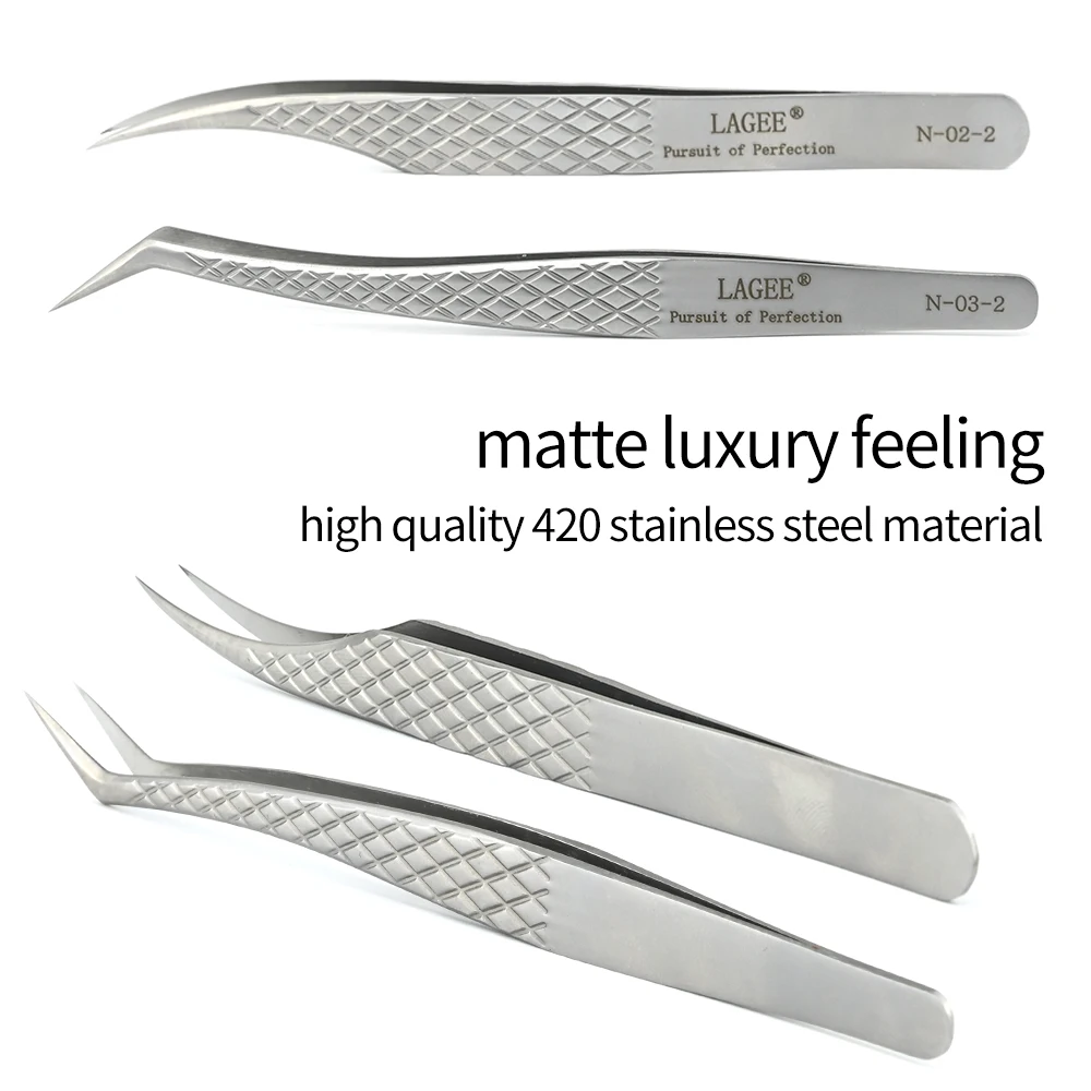 LAGEE eyelash extension tweezer volume precise luxury diamond grip 420 stainless steel high quality eyebrow from nagaraku makeup