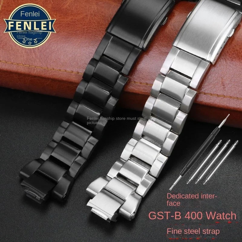 

Stainless Steel Watch Strap For G-SHOCK Casio GST-B400 Watch band Heart of steel Metal Bracelet Men's Watch Accessories 14MM