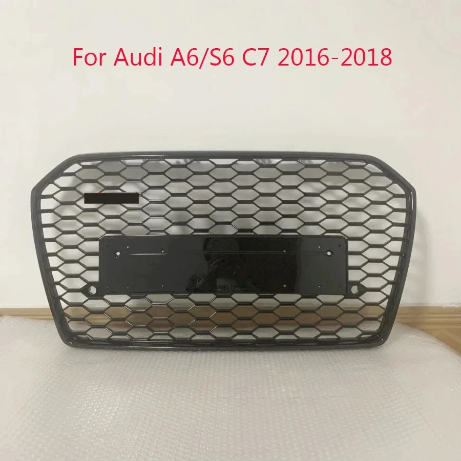 Car Front Bumper Grill Center Grille for Audi A6/S6 C7 2016 2017 2018 (Refit for RS6 Style) Car-Styling Accessories Without Logo