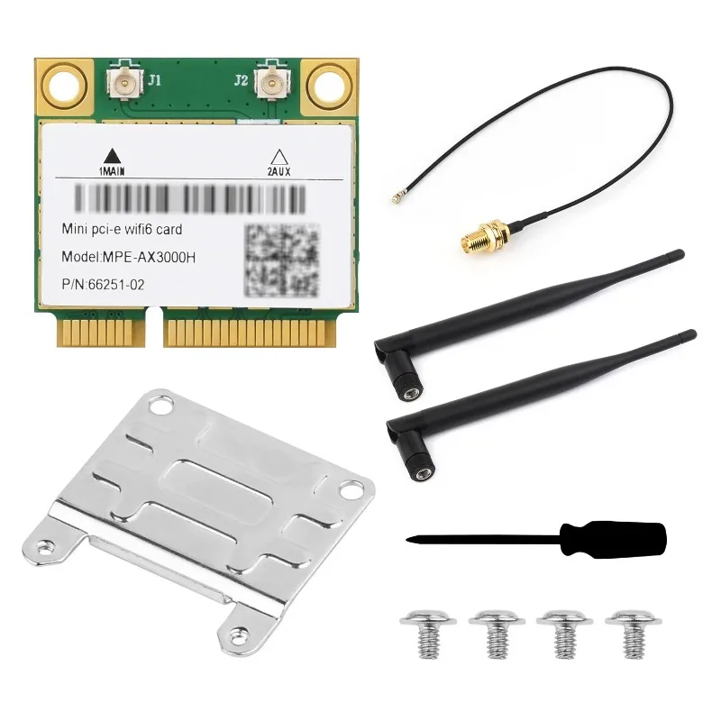 Wireless MINIPCIE AX200 NIC, Gigabit Dual-Band Wi-Fi 6, Bluetooth 5.2 Supports Linux, Windows 10/11
