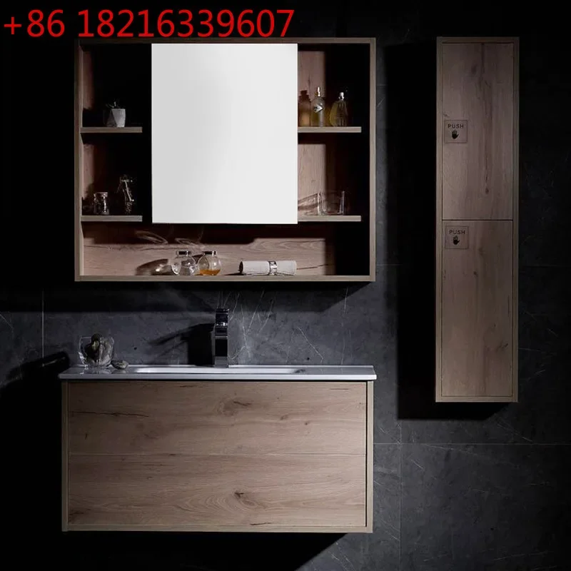Simple solid wood wall-mounted bathroom cabinet wash basin basin toilet modern bathroom cabinet combination