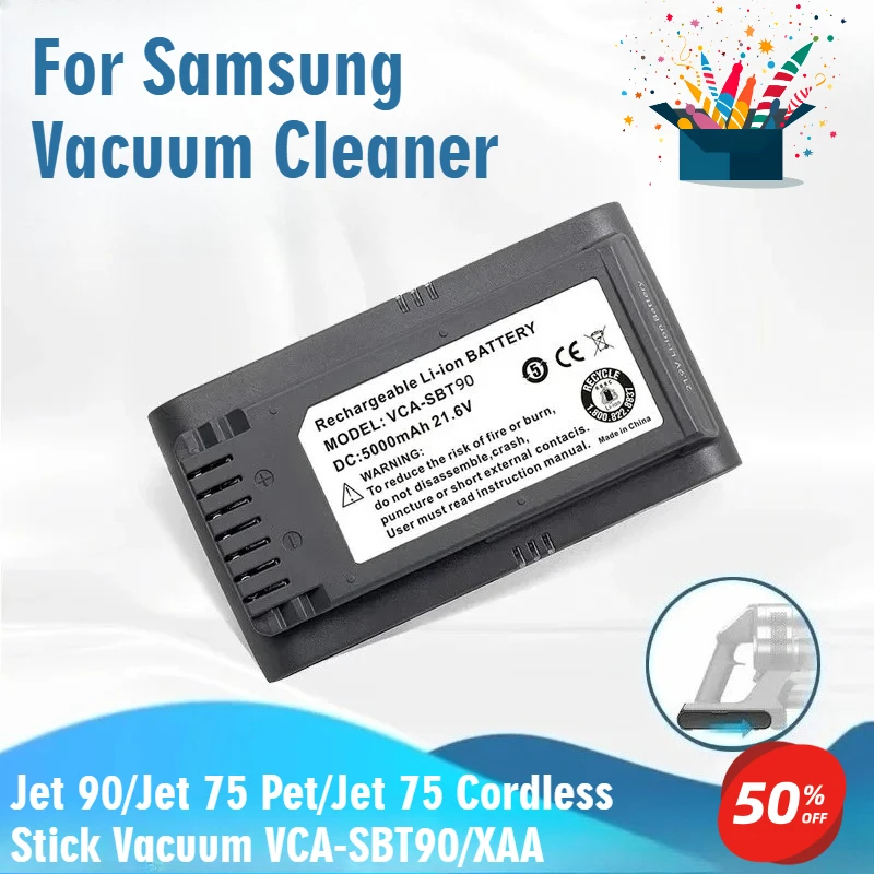

For Samsung Vacuum Cleaner 21.6V Li-ion Battery Jet 90/Jet 75 Pet/Jet 75 Cordless Stick Vacuum VCA-SBT90/XAA