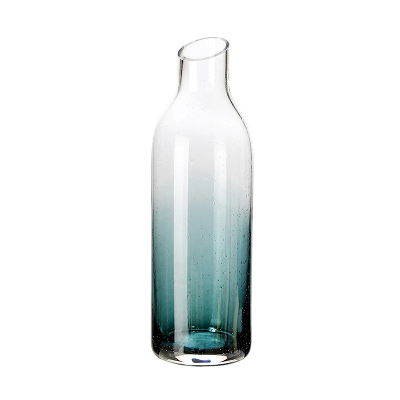 Modern Home and Wedding Decoration Diagonal Gradient Primary Color Glass Vase For Home Decoration