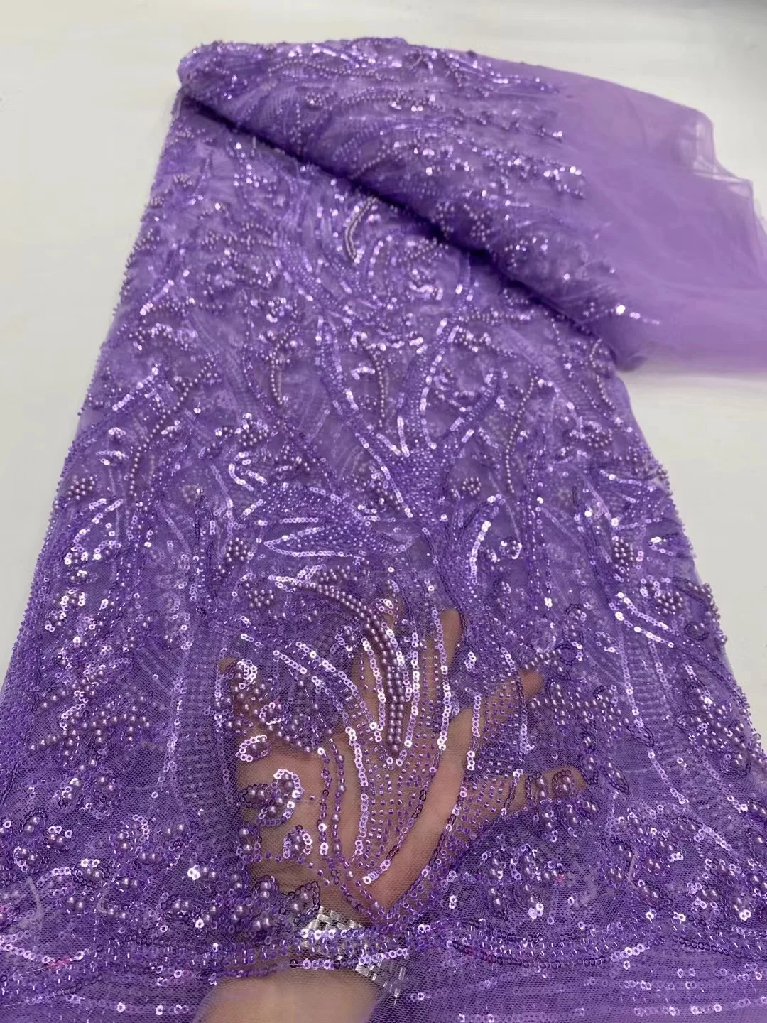 

African Mesh Lace Fabric,Sequin,For Sewing,Clothes,Design,Tulle,Wedding Evening Dresses,Embroidery,5 Yards Fabrics By The Meter