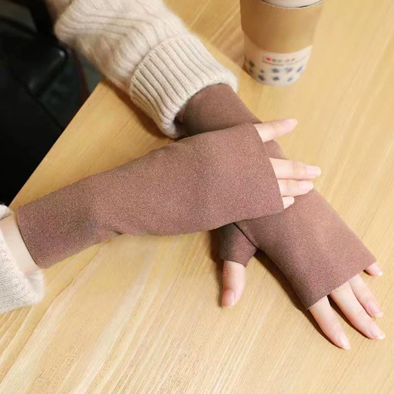 Unisex Winter Gloves Female Fingerless Gloves Without Fingers Half Finger Women Cashmere Warm Gloves Hand Wrist Warmer Mittens