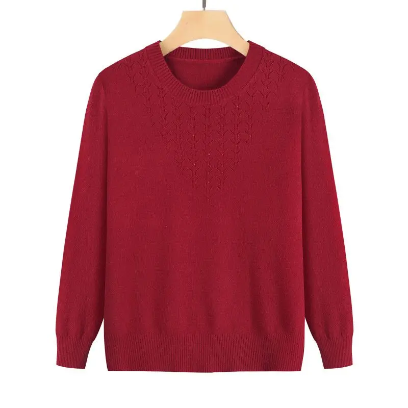 

New Autumn Style Middle-aged Mother Wears Bottoming Pullover Elderly Grandma Sweater Top